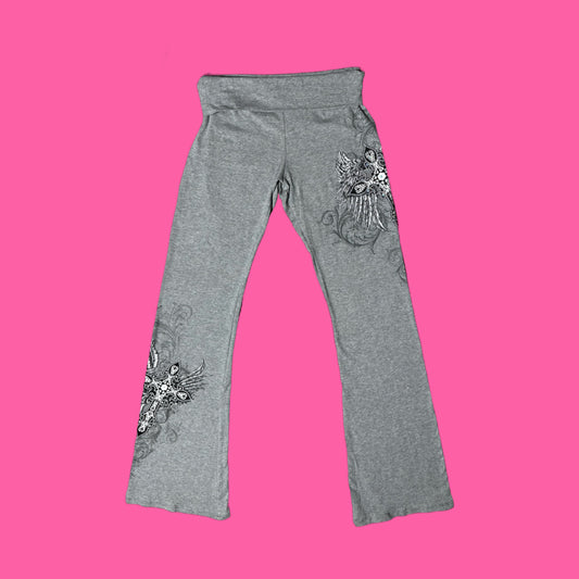 double cross grey flare leggings