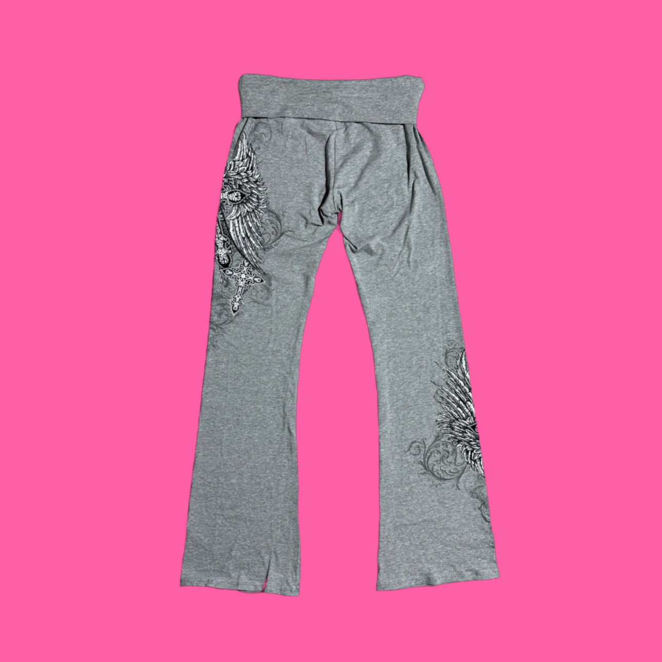 double cross grey flare leggings