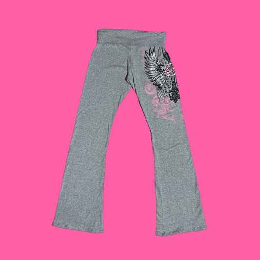 rose cross grey flare leggings