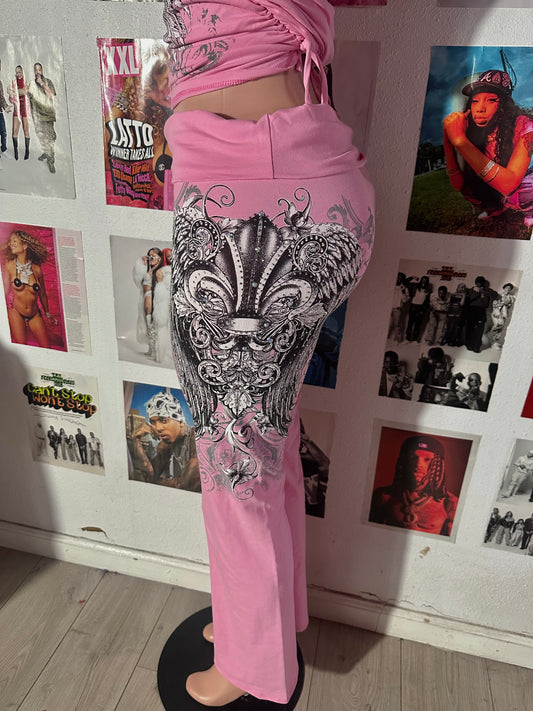 de lis Pink fold over pants